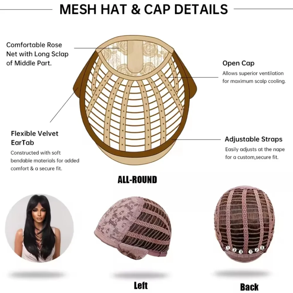 Dark Black Layered High-quality Synthetic Long Straight Wig - Picture 7 of 7